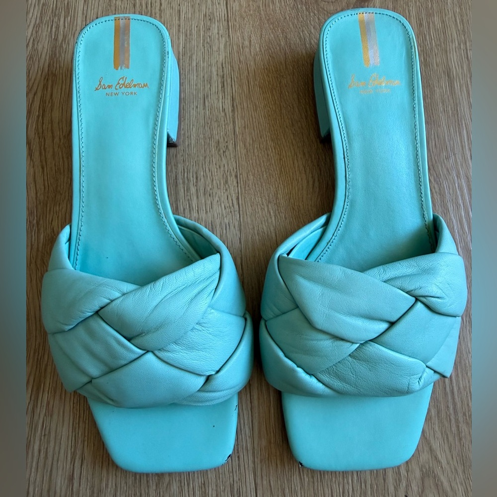 Sam Edelman Oaklie Woven Braided Rio Blue Contemporary Heels Size 7.5